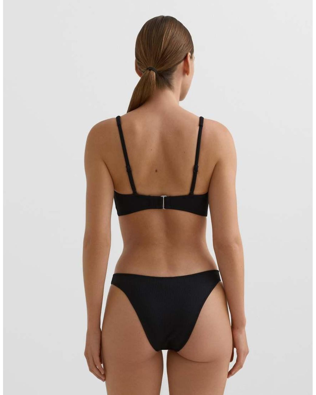 Oysho Black Piqué Knot Strap Bikini Top