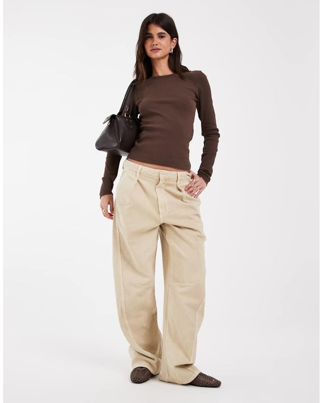 JJXX Brown Rib Long Sleeve Top