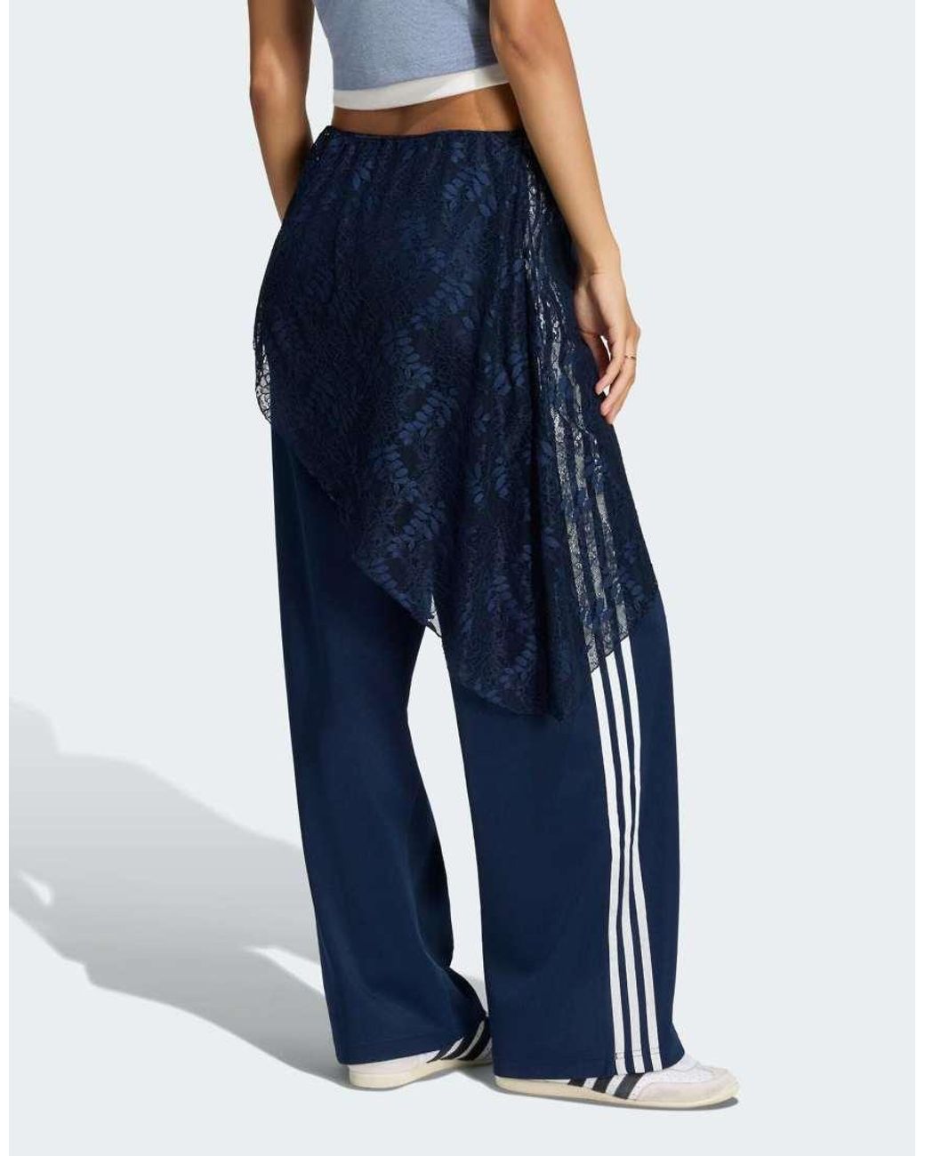 Adidas Originals Blue 2in1 Firebird Loose Track Pants With Lace Skirt