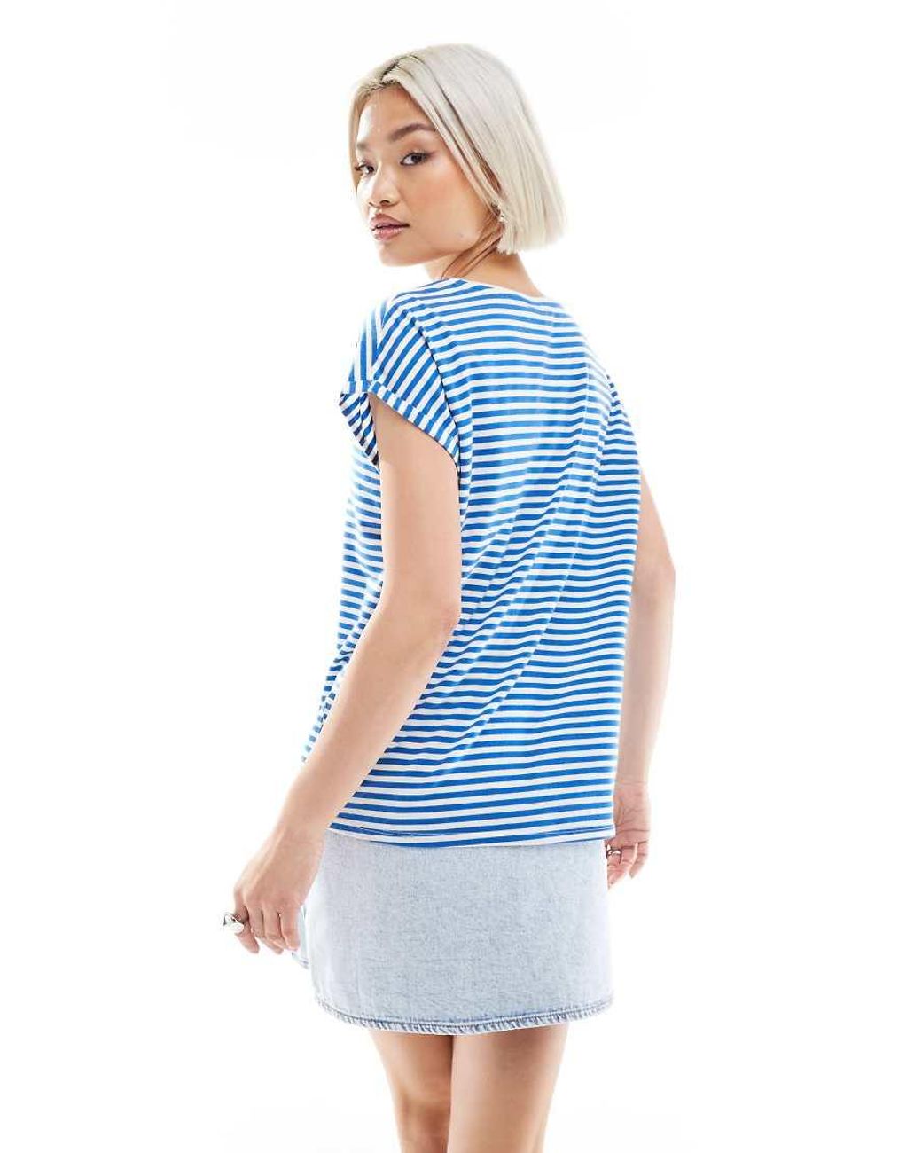 Vero Moda Blue Oversized Stripe T-shirt