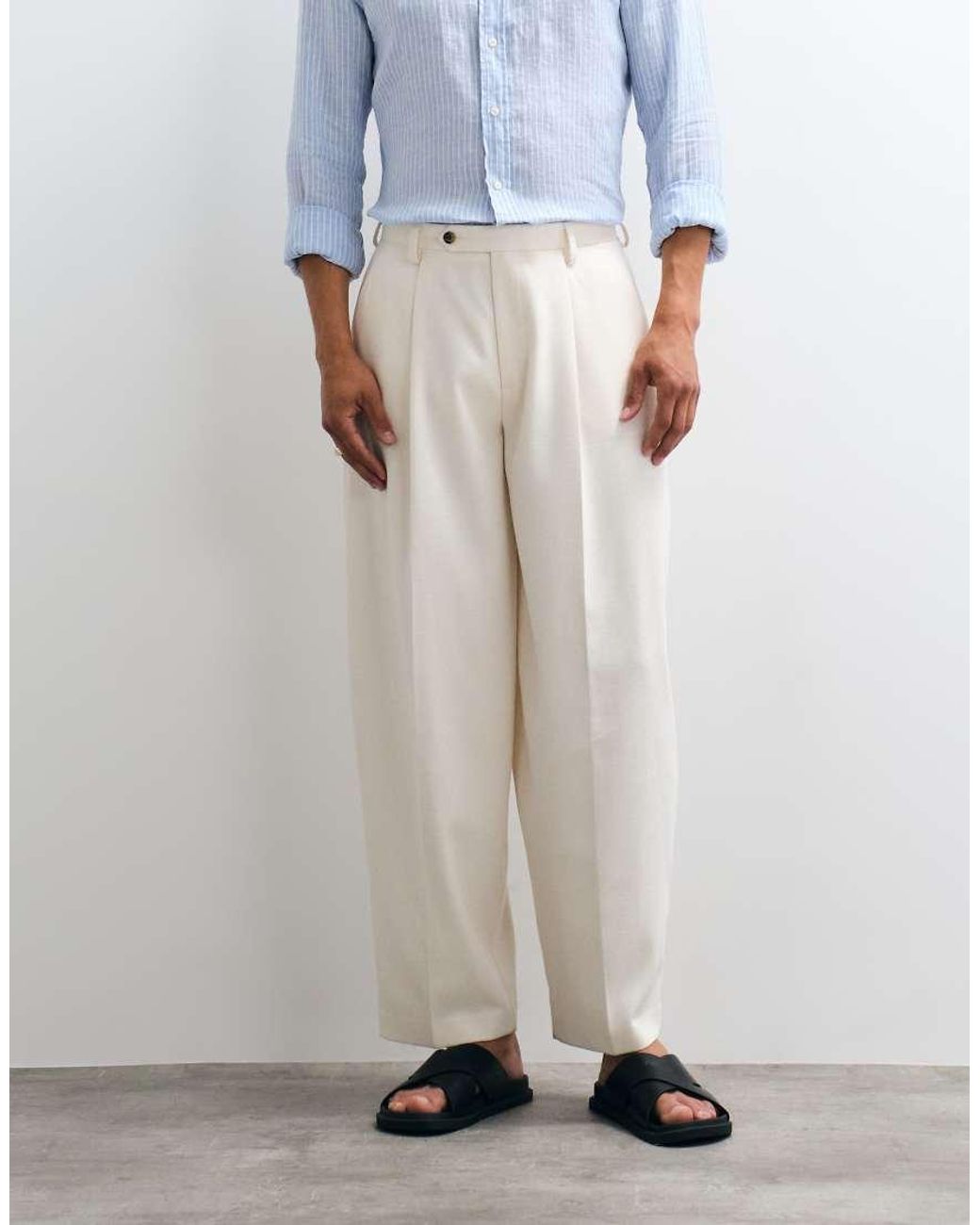 ASOS White Tailored Wide Barrel Leg Trousers for men