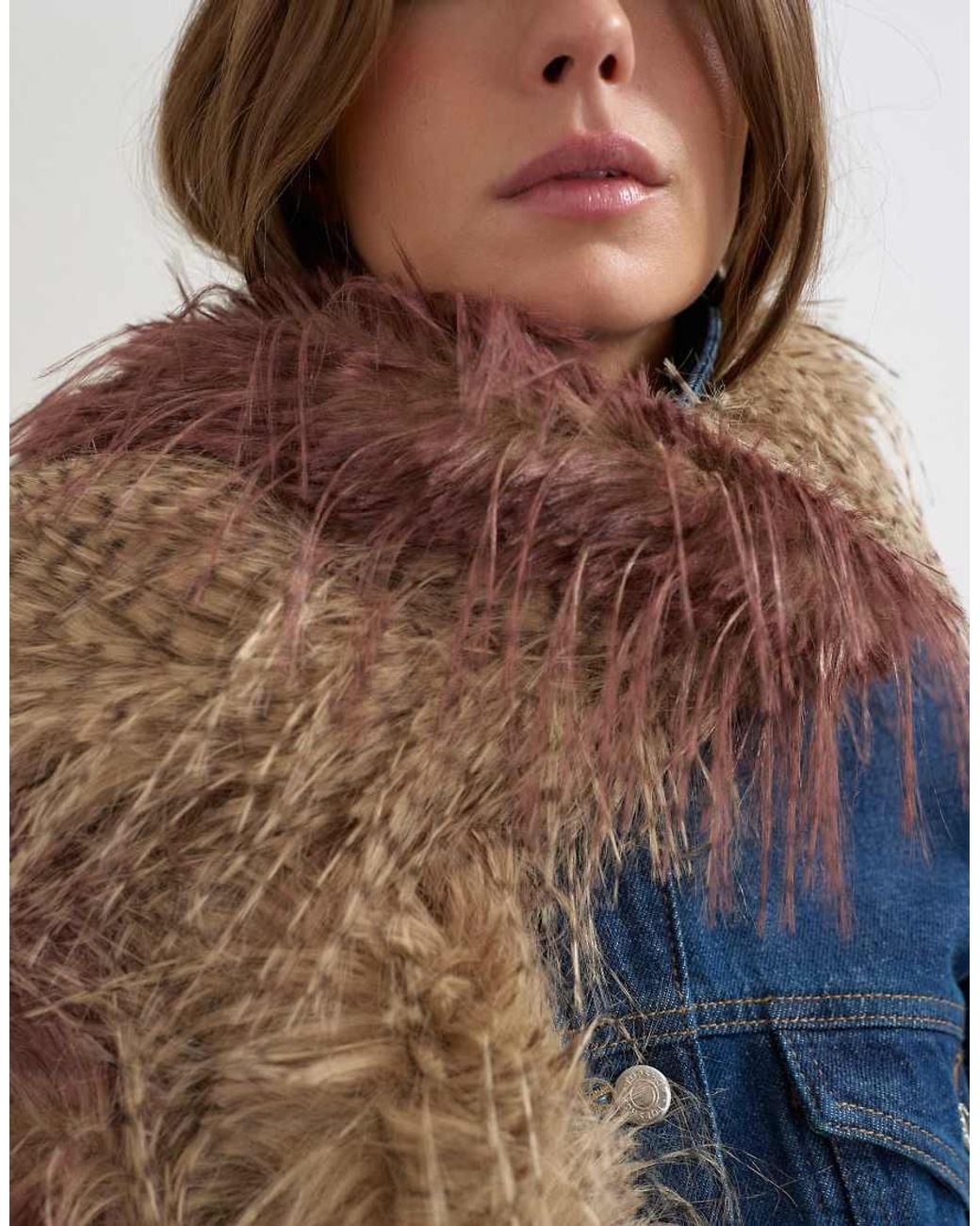 TOPSHOP Blue Sandy Wispy Faux Fur Scarf