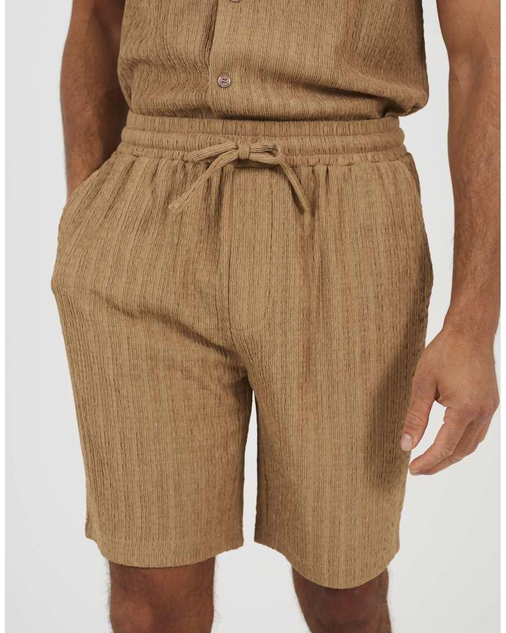 Brave Soul Natural Textured Drawcord Shorts for men