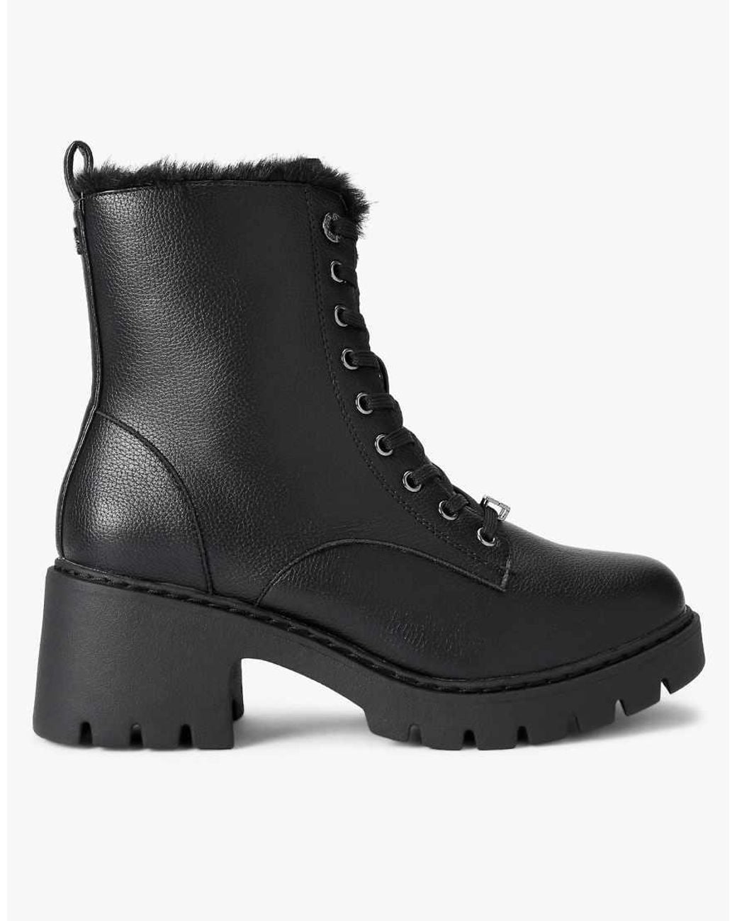KG by Kurt Geiger Black Tess Lace Up Mid Ankle Boots