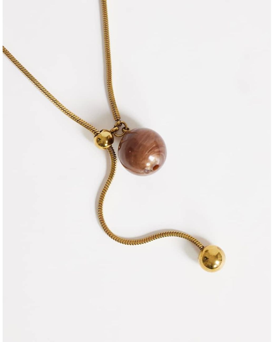 TOPSHOP Metallic Leah Lariat Necklace With Bead