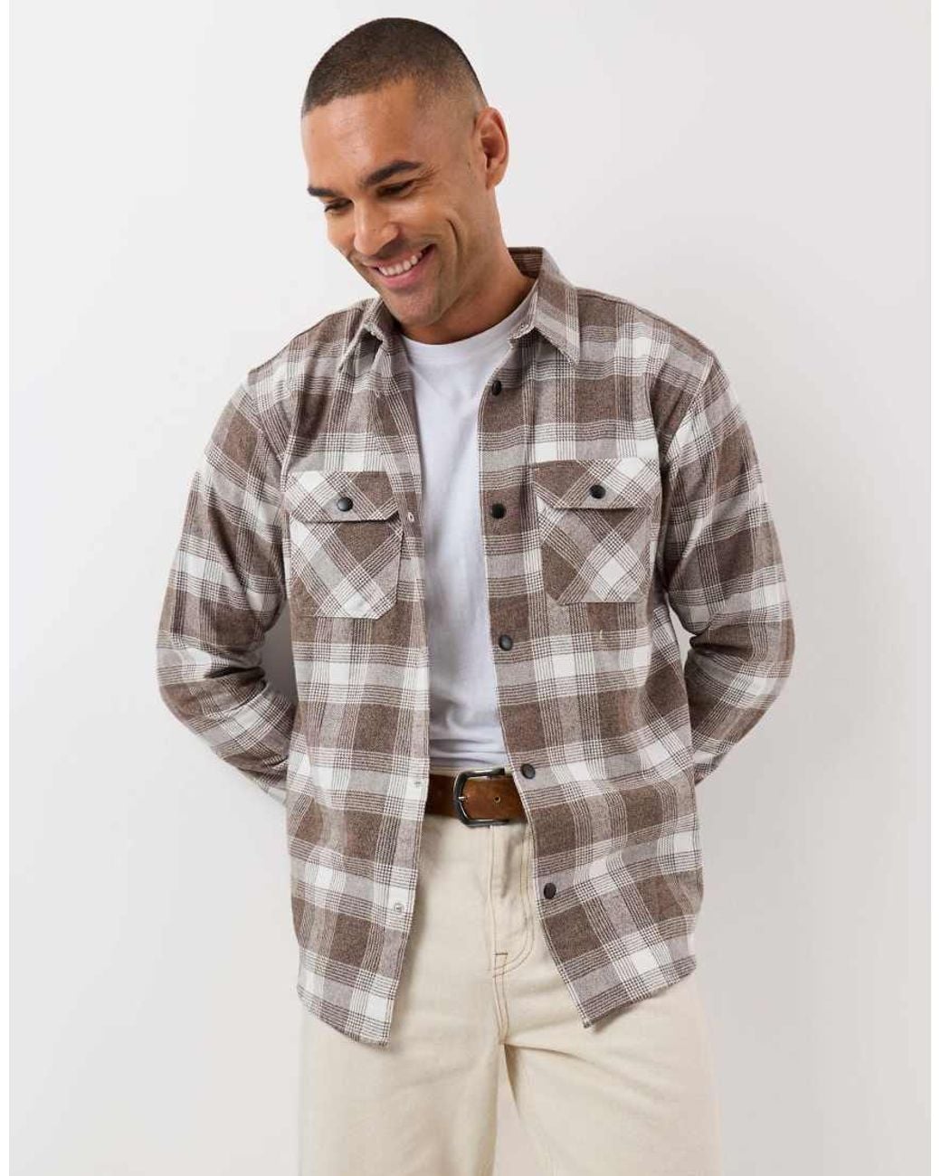 Threadbare Gray Relaxed Fit Cotton Patch Pocket Shirt for men