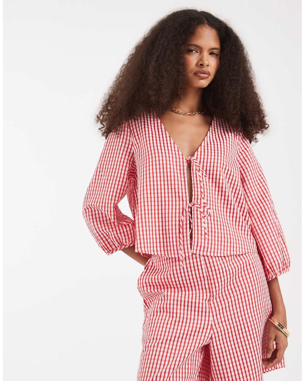 Vero Moda Pink Tie Front Top Co-ord
