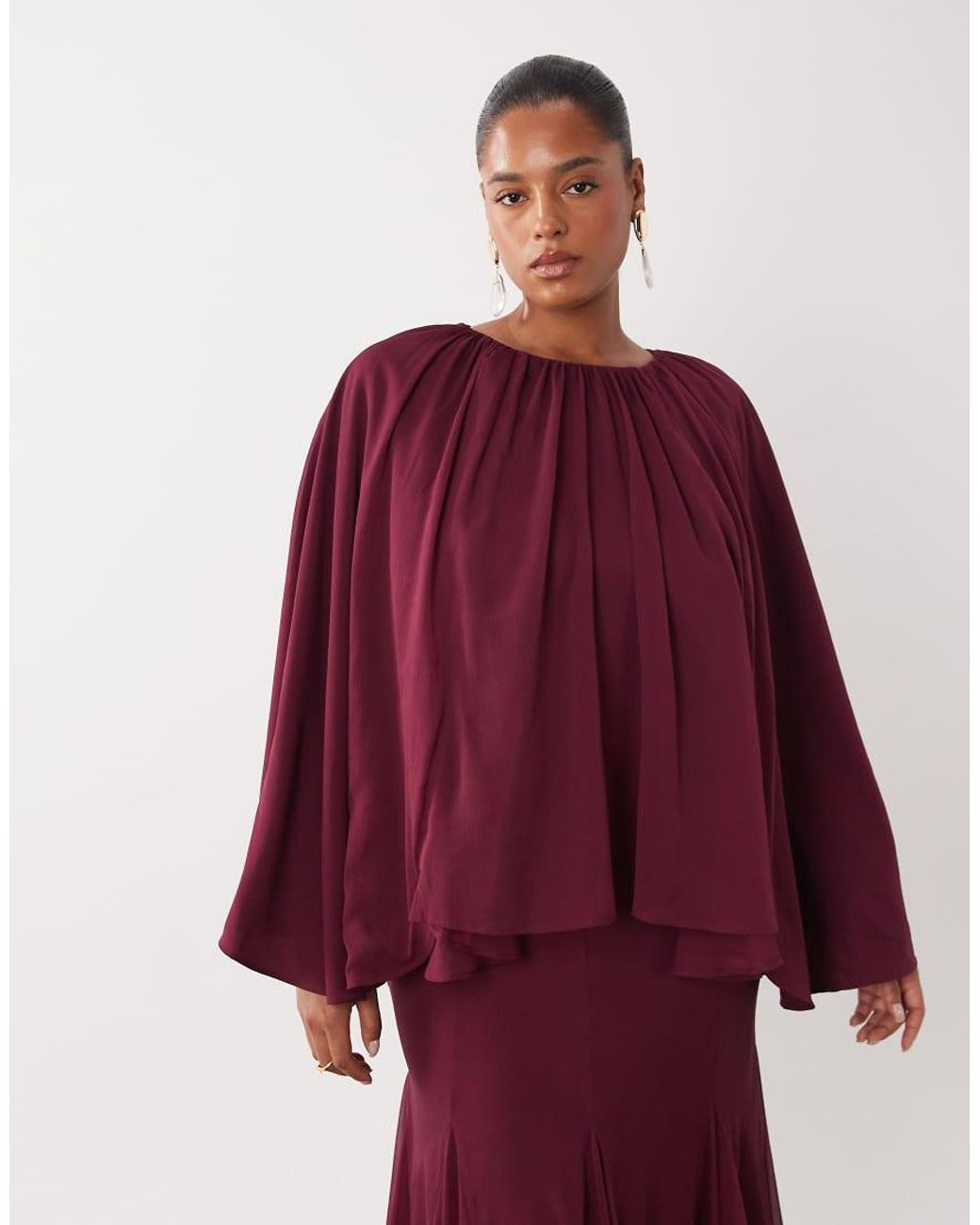 ASOS Red Asos Design Curve Full Volume Cape Maxi Dress With Godets
