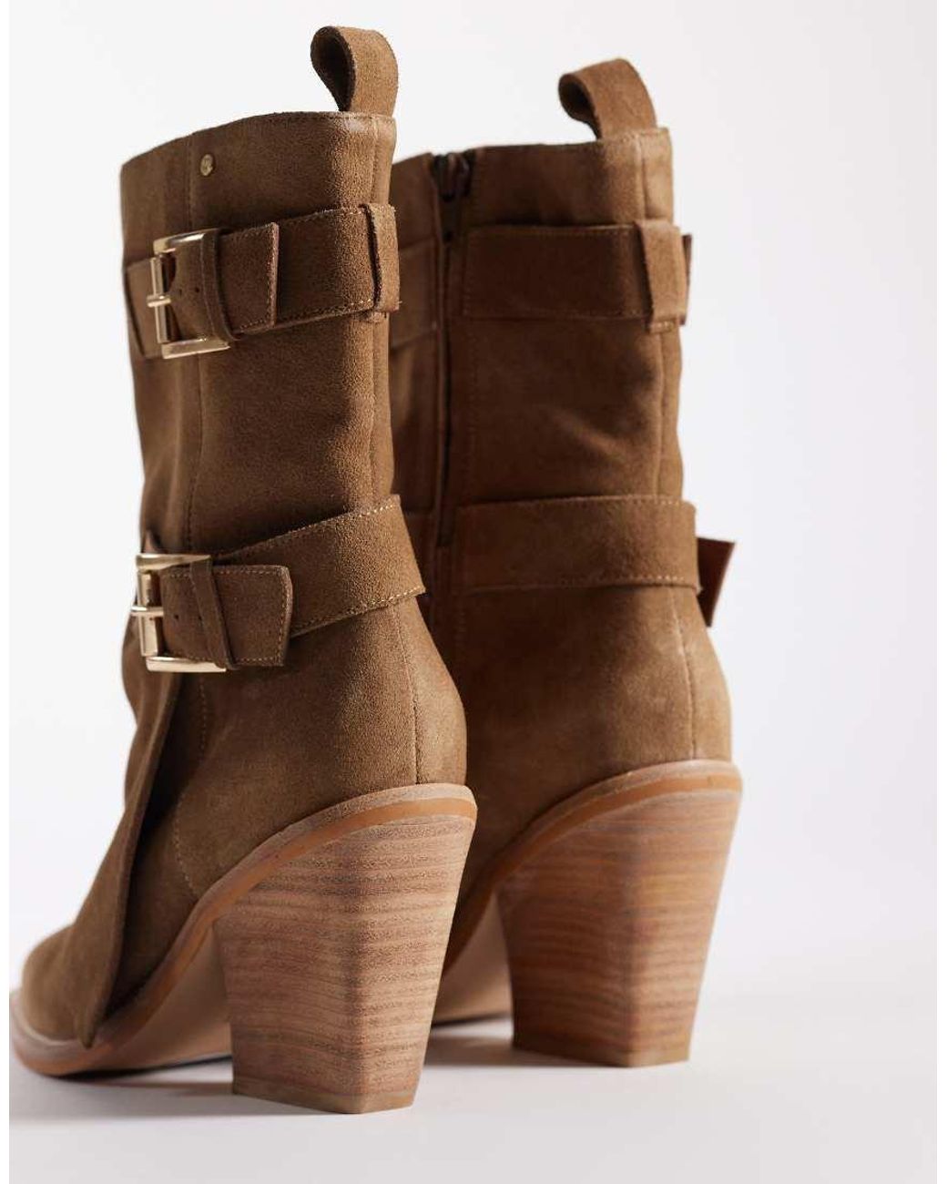 Bronx Brown New-Kole Western Ankle Boots With Buckles
