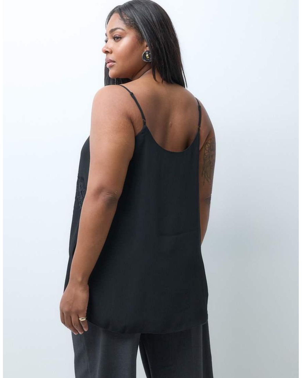 ONLY Blue Mesh Overlay Cami Top With Lace Detail