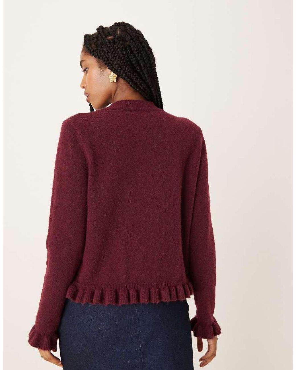 Glamorous Red Button Down Baby Cardigan With Frill