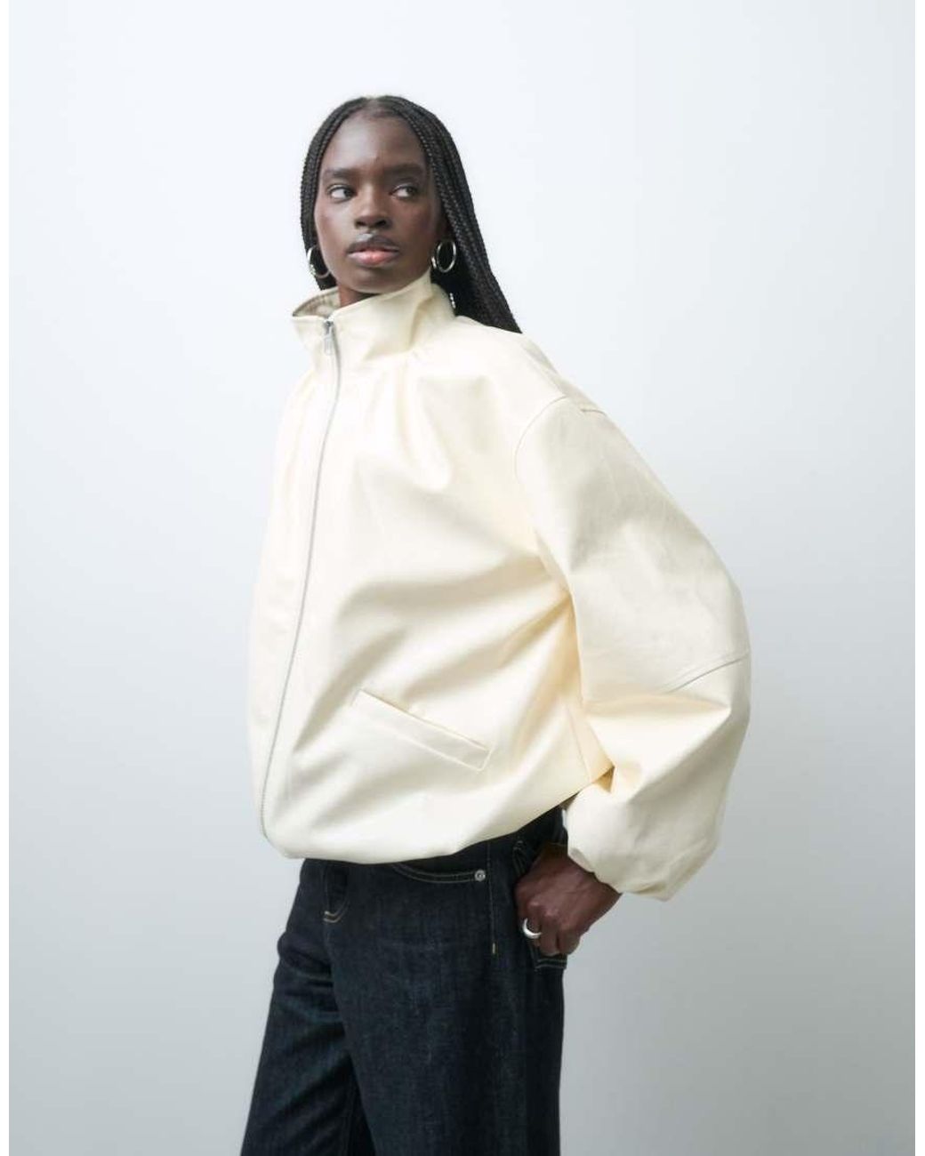 ASOS White Tailored Faux Leather Track Jacket