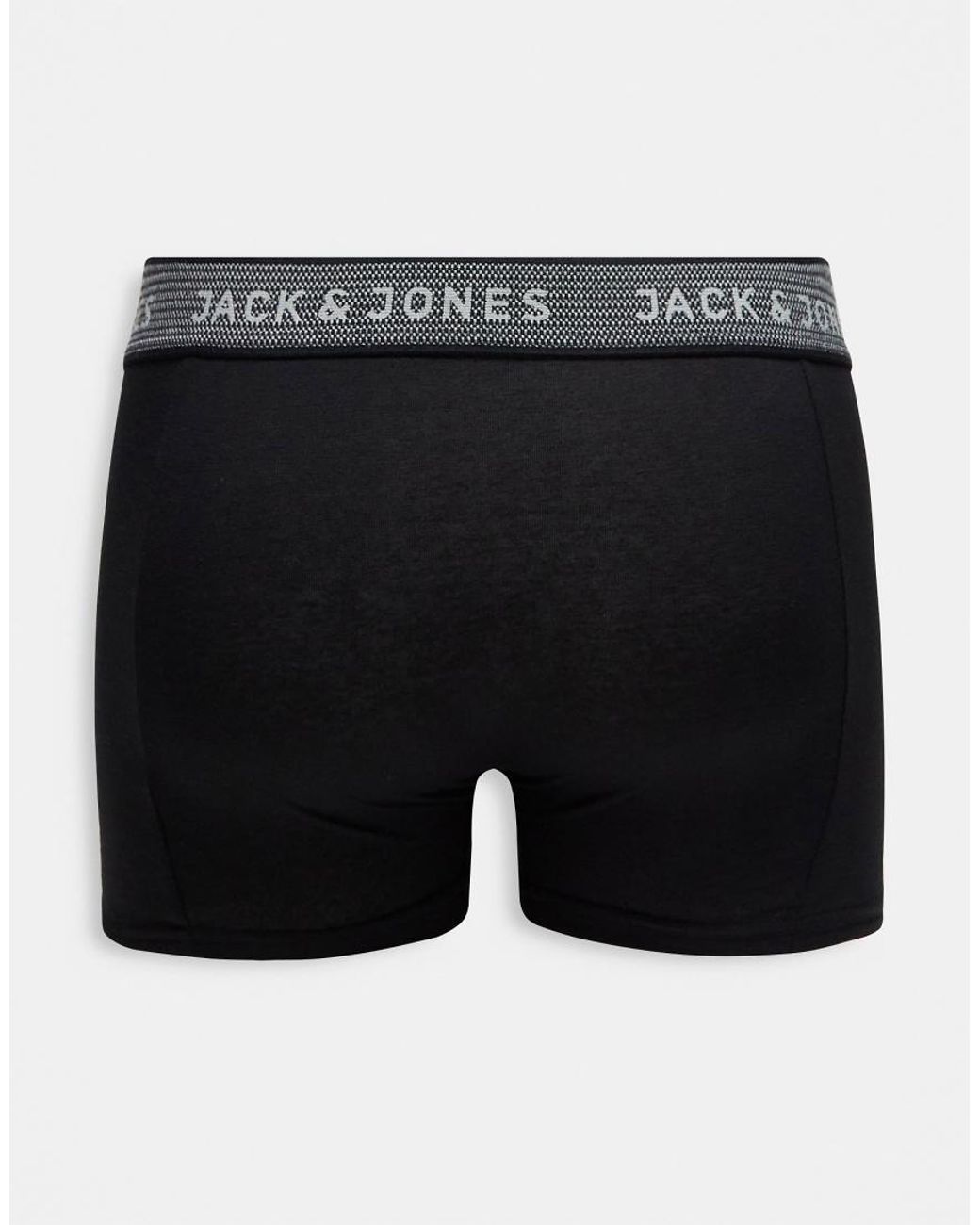 Jack & Jones Black 3 Pack Trunks With Colour Pop Waistband for men