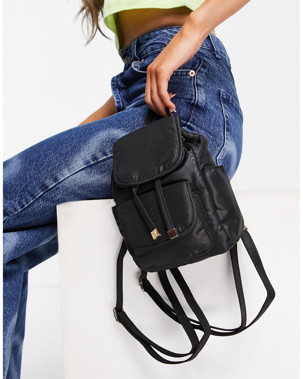 TOPSHOP Nylon Micro Backpack in Black
