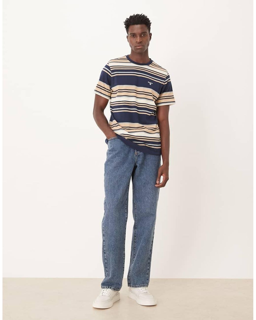 Barbour Blue Aickmen Tailored Striped T-shirt for men