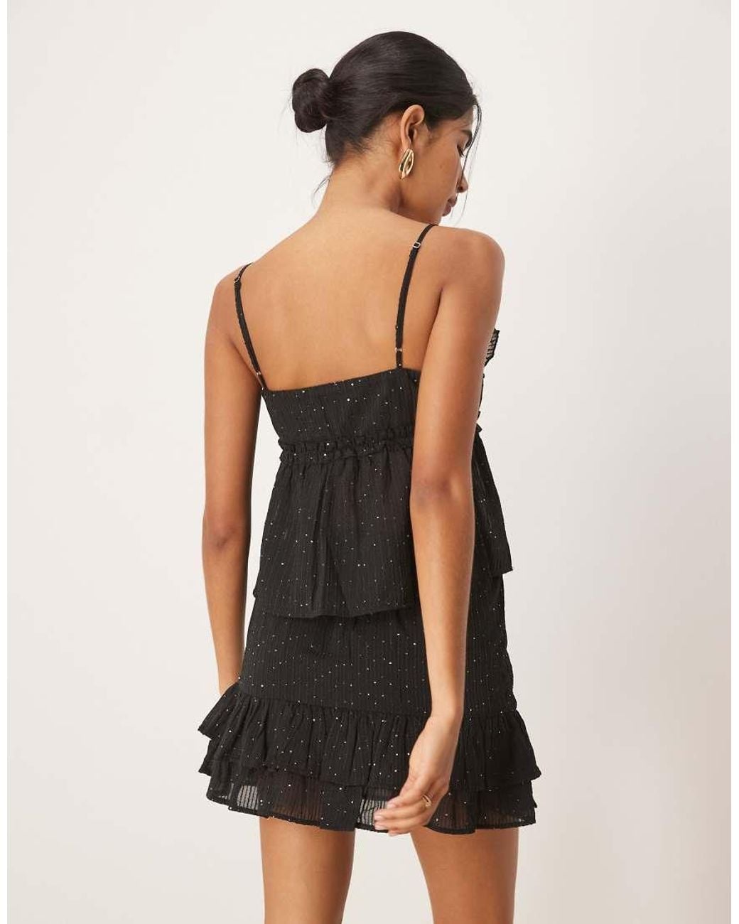 Pimkie Black Sequin Detail Ruffle Tie Front Cami Top Co-ord