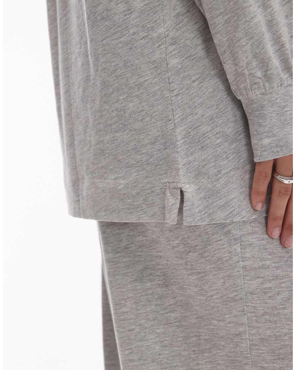 ARKET Gray Mix And Match Pure Cotton Lounge Soft Long Sleeve Pyjama Top