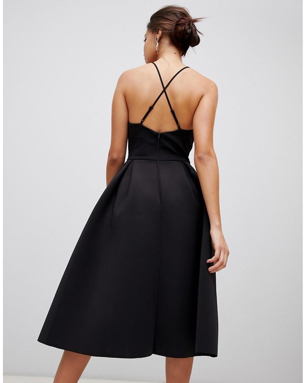 scuba cami prom midi dress