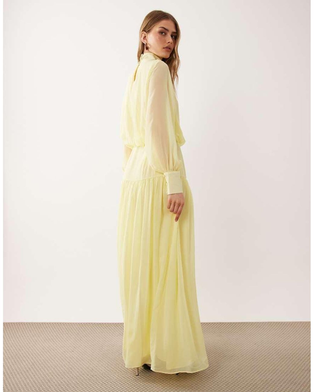 ASOS Yellow High Neck Deep Cuff Maxi Dress