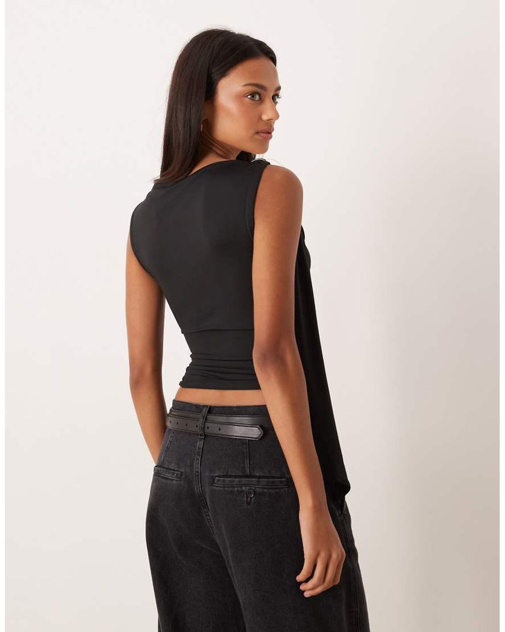 ASOS Black Scarf Top With Hardware Trim