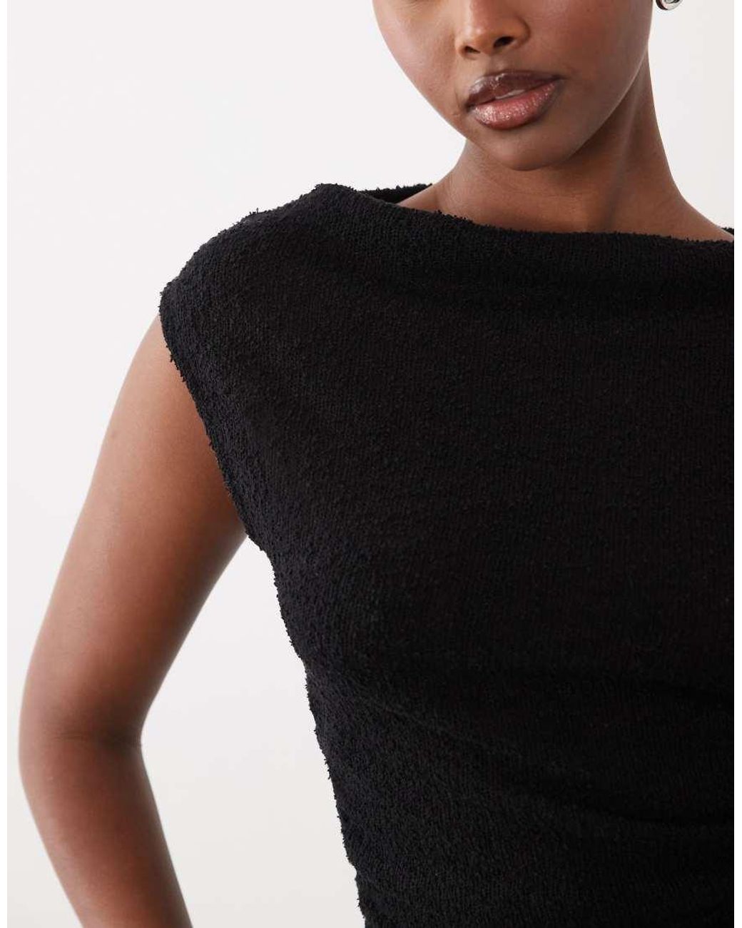 Gina Tricot Black Asymmetric Off Shoulder Top
