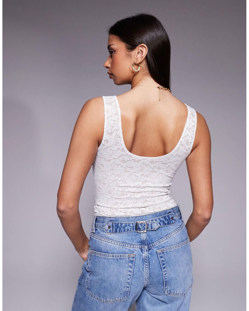 GOOD AMERICAN Blue – body aus elastischer spitze