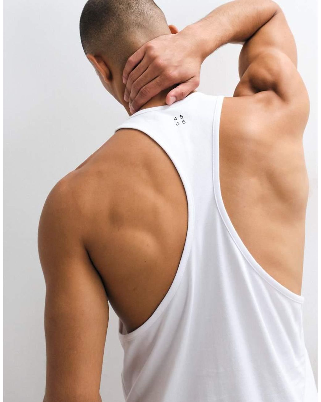 4505 White Icon Cotton Drop Armhole Stringer Vest With Quick Dry Finish for men