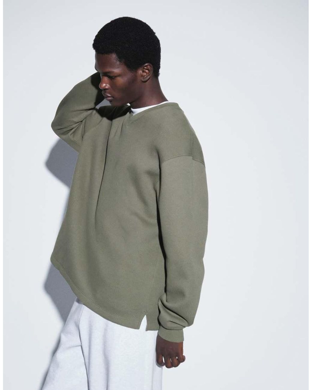 ASOS Green Relaxed V Neck Sweatshirt for men