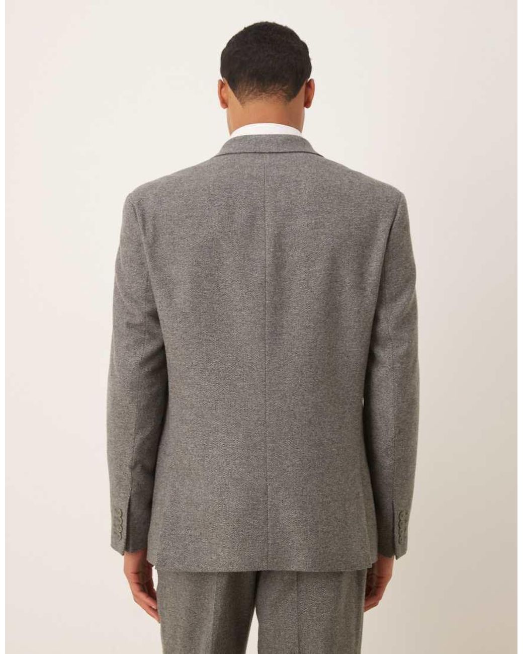 ASOS Gray Regular Double Breasted Wool Blend Suit Jacket for men