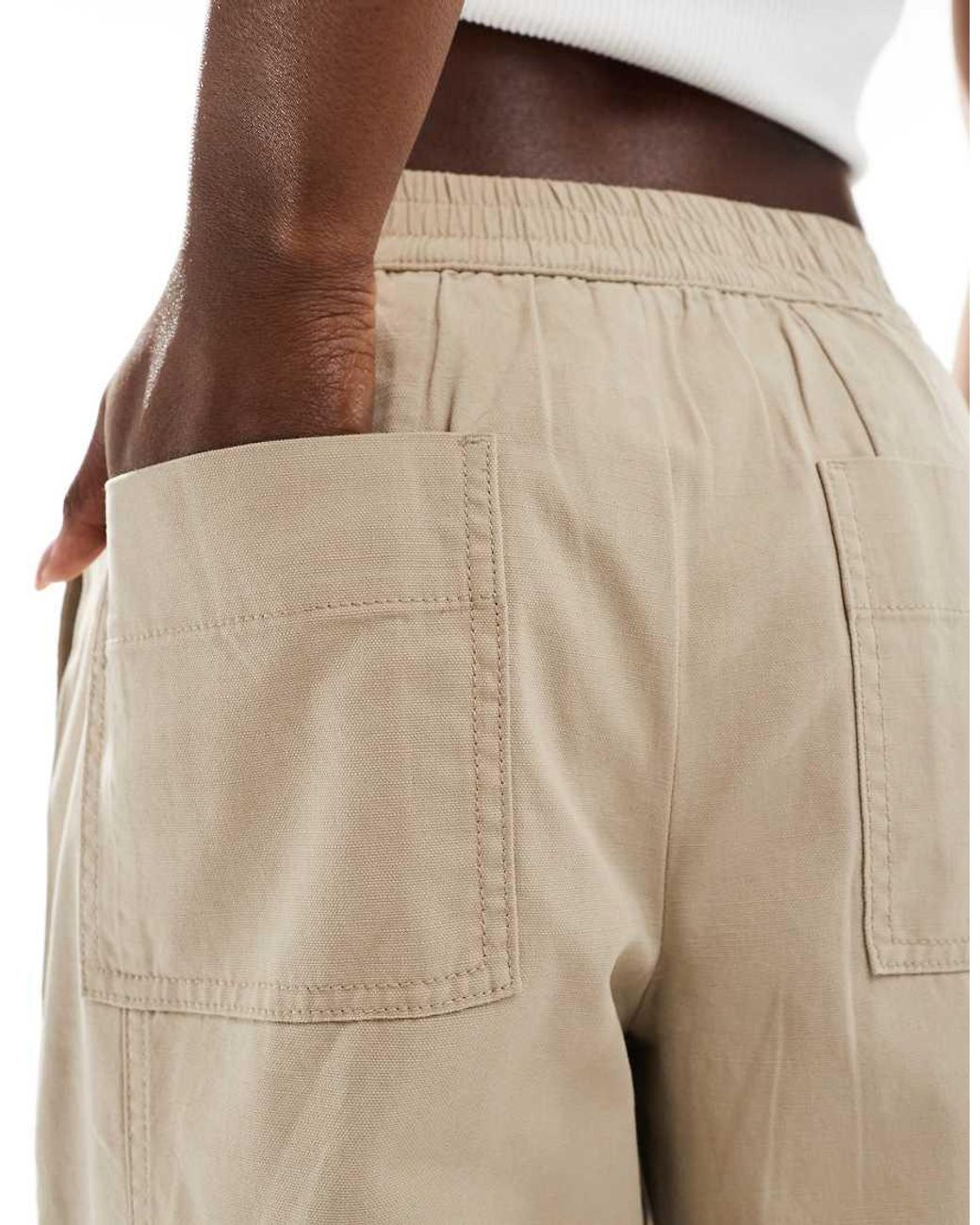 ASOS Natural Laundered Barrel Pull On Trousers