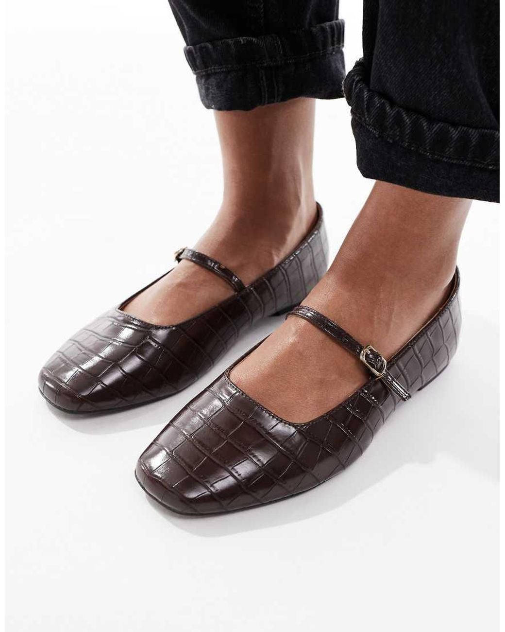 SEQWL Wide Fit Black Iris Ballet Flats