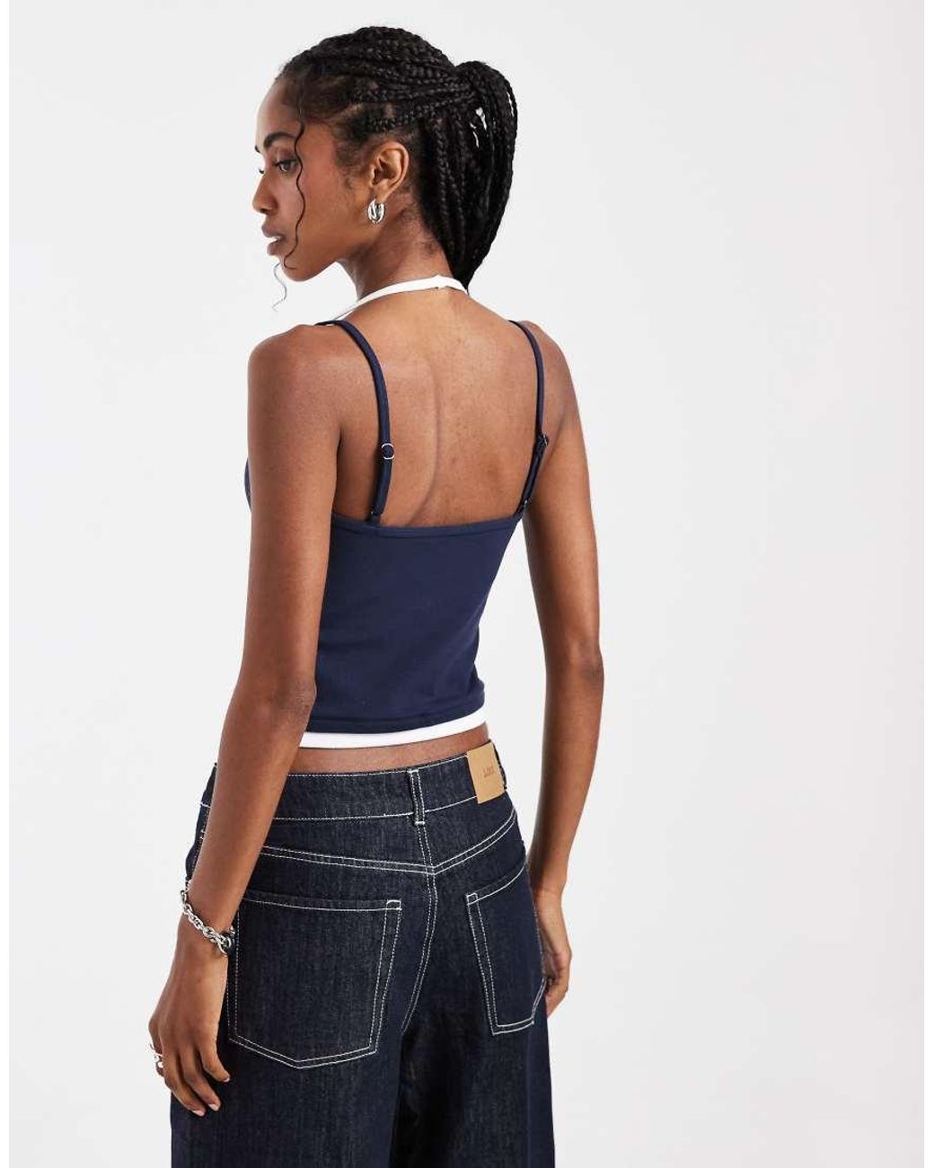Hollister Blue Cropped Double Strap Cami