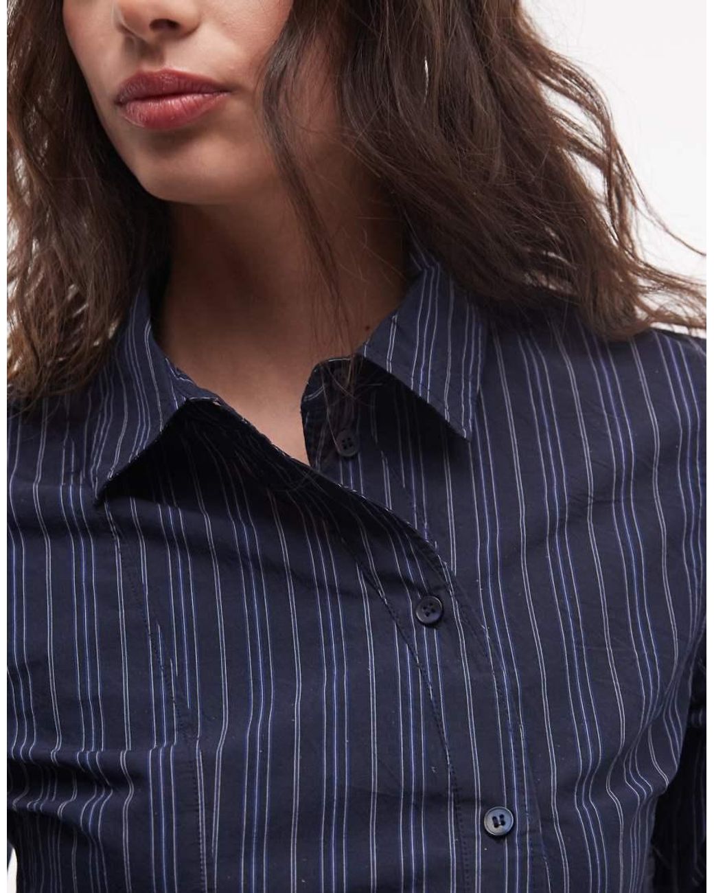 Weekday Blue Asymmetric Shirt With Slit Detail