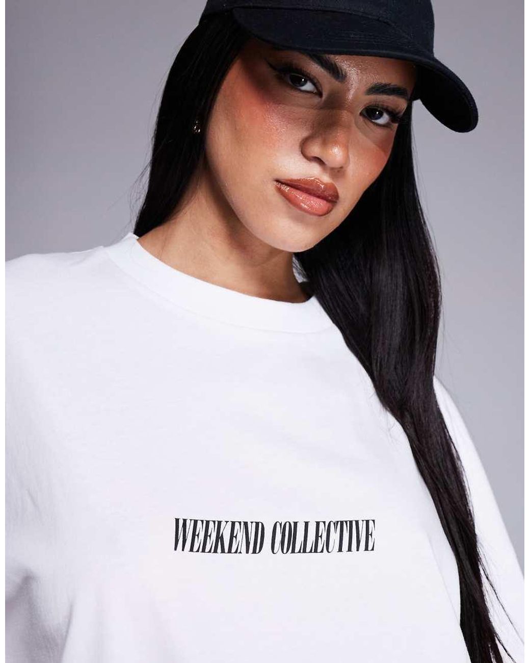 ASOS White Weekend Collective Icon Oversized T-shirt With Stacked Back Logo