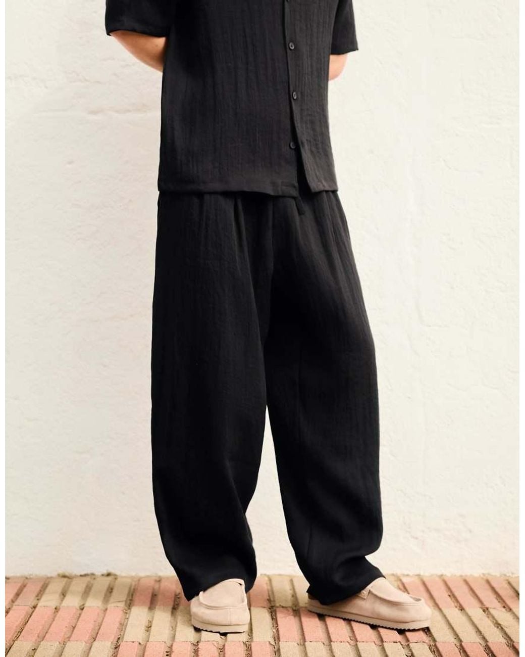 Bershka Blue Rustic baggy Trousers for men