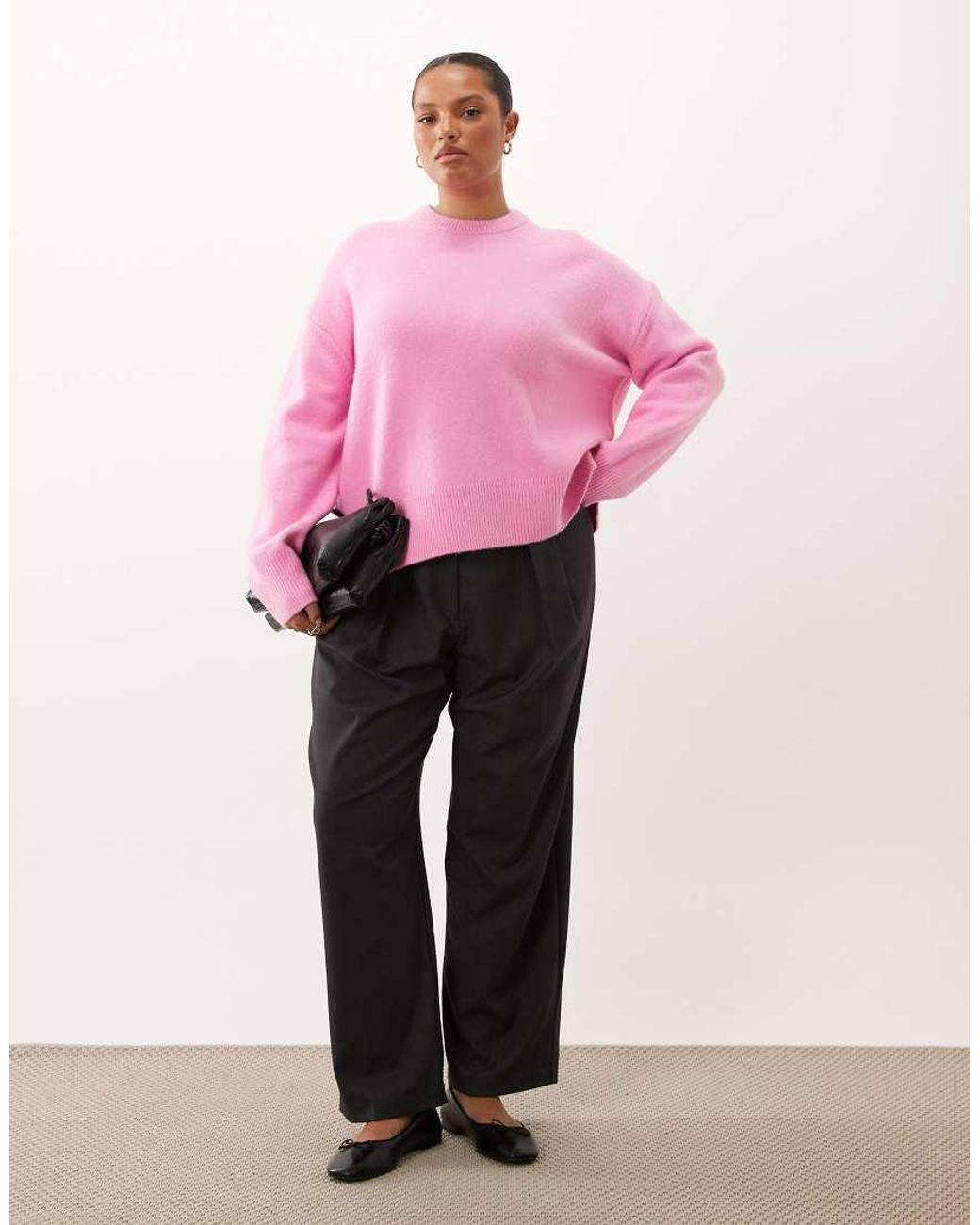 ASOS Pink Asos Design Curve Relaxed Sweater With Side Split Detail