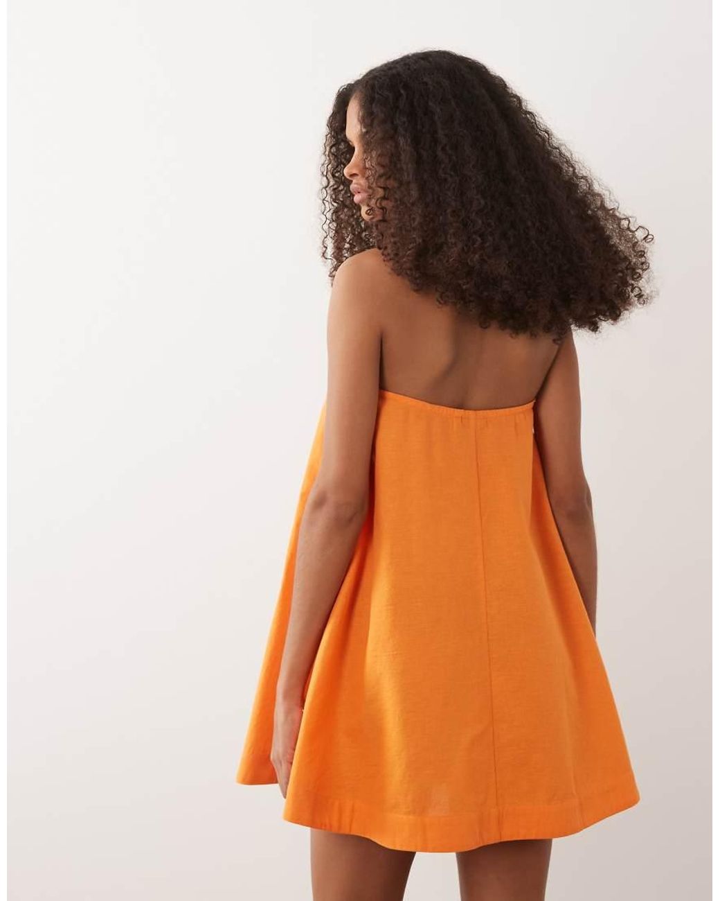 ASOS Orange Cotton Linen Bandeau Mini Sundress