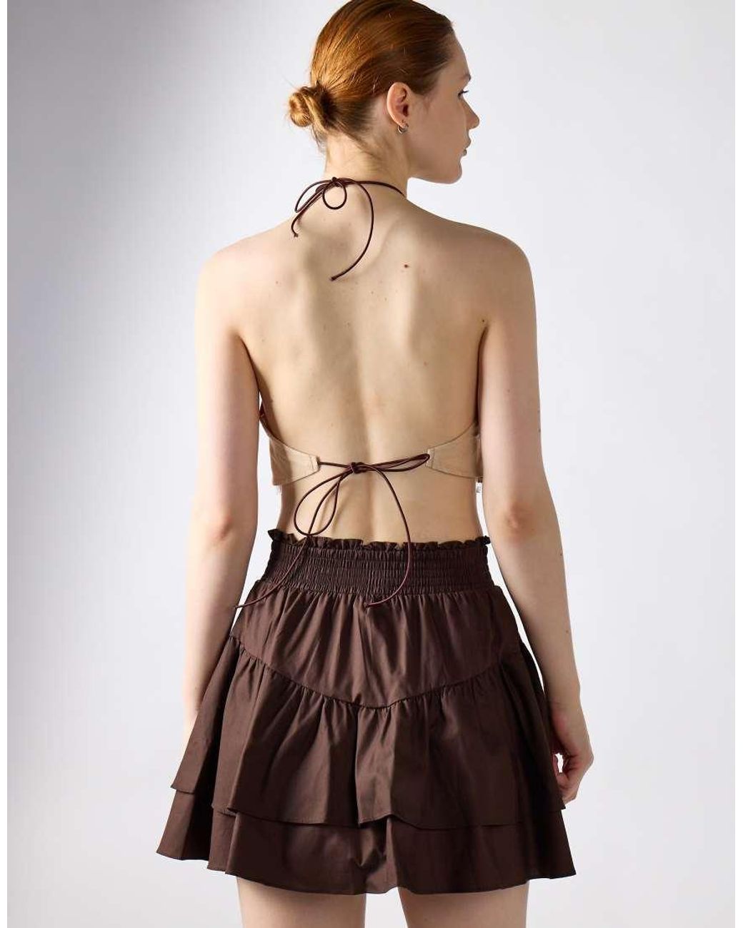Glamorous Brown Smocked Ruffle Mini Skirt