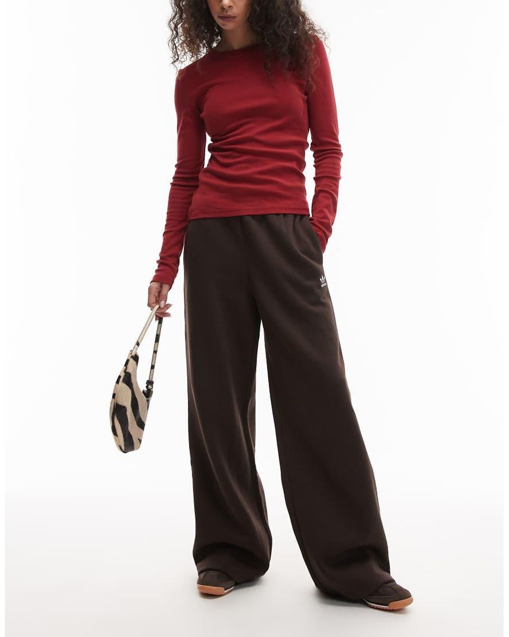 Adidas Originals Red Essential Wide Leg Joggers