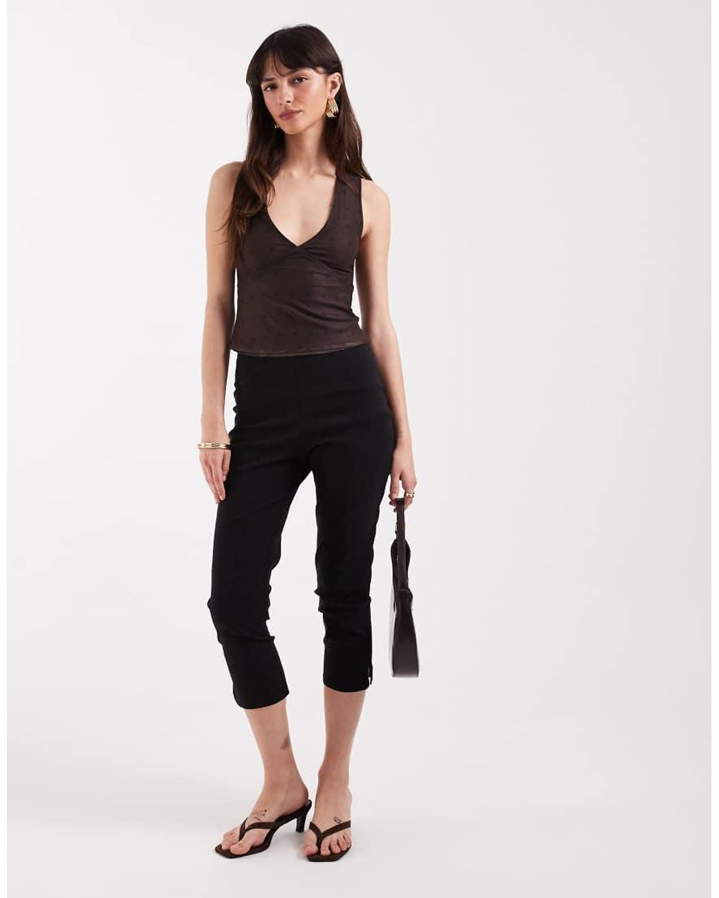 Motel Black Lihat Mesh Polka Dot Halter Top
