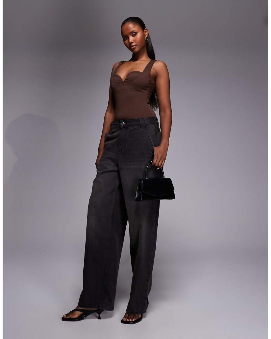 ASOS Gray Layered Cupped Bodysuit
