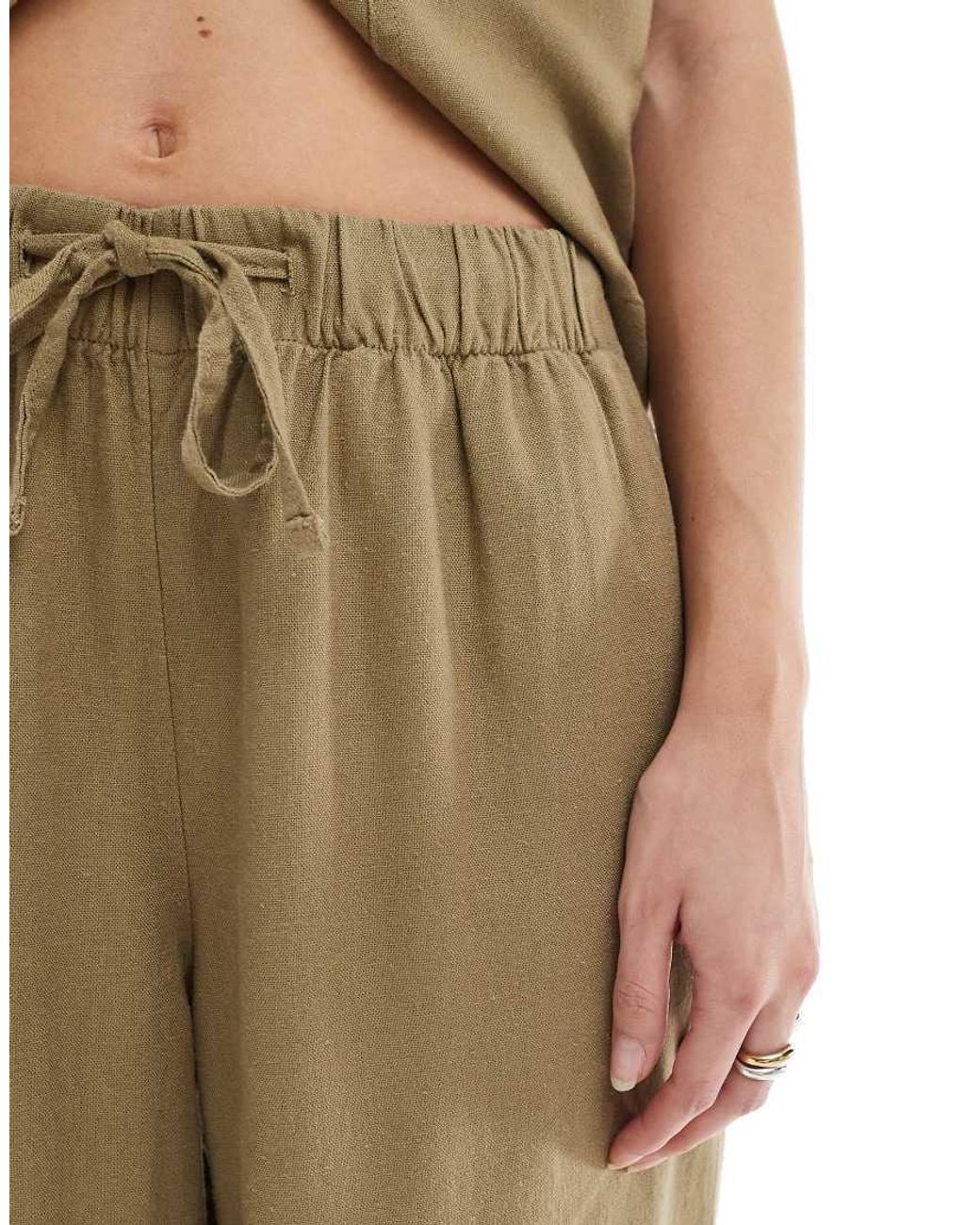 ONLY Natural Linen Mix Pull On Trousers Co-ord