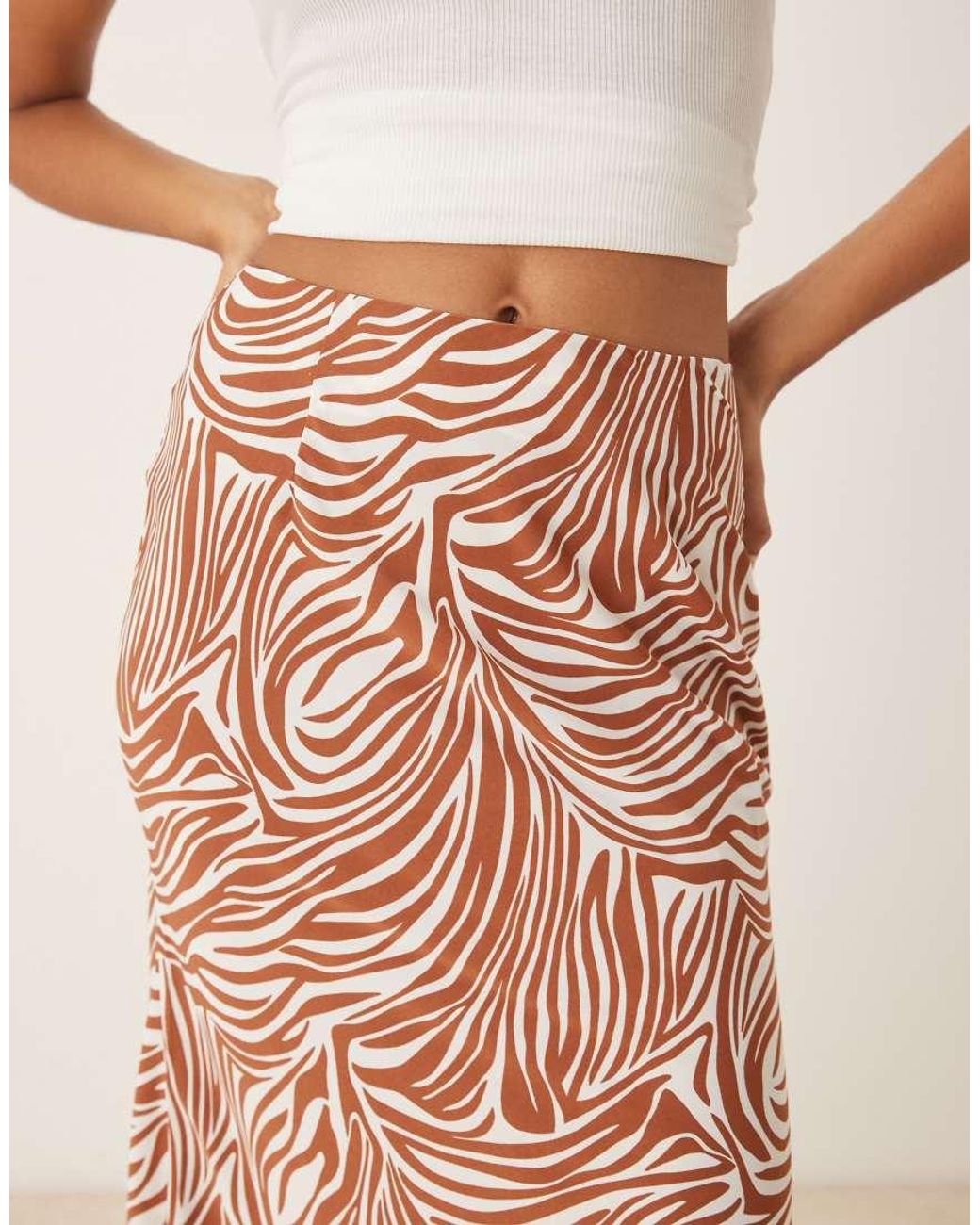 Glamorous Natural Bias Cut Midi Skirt