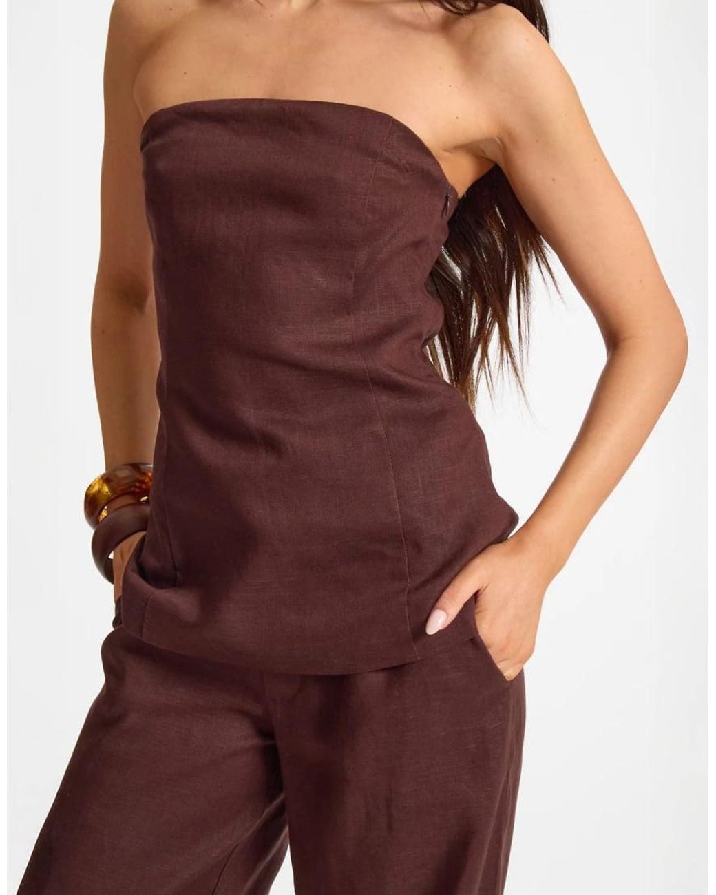 Missy Empire Purple Linen Longline Bandeau