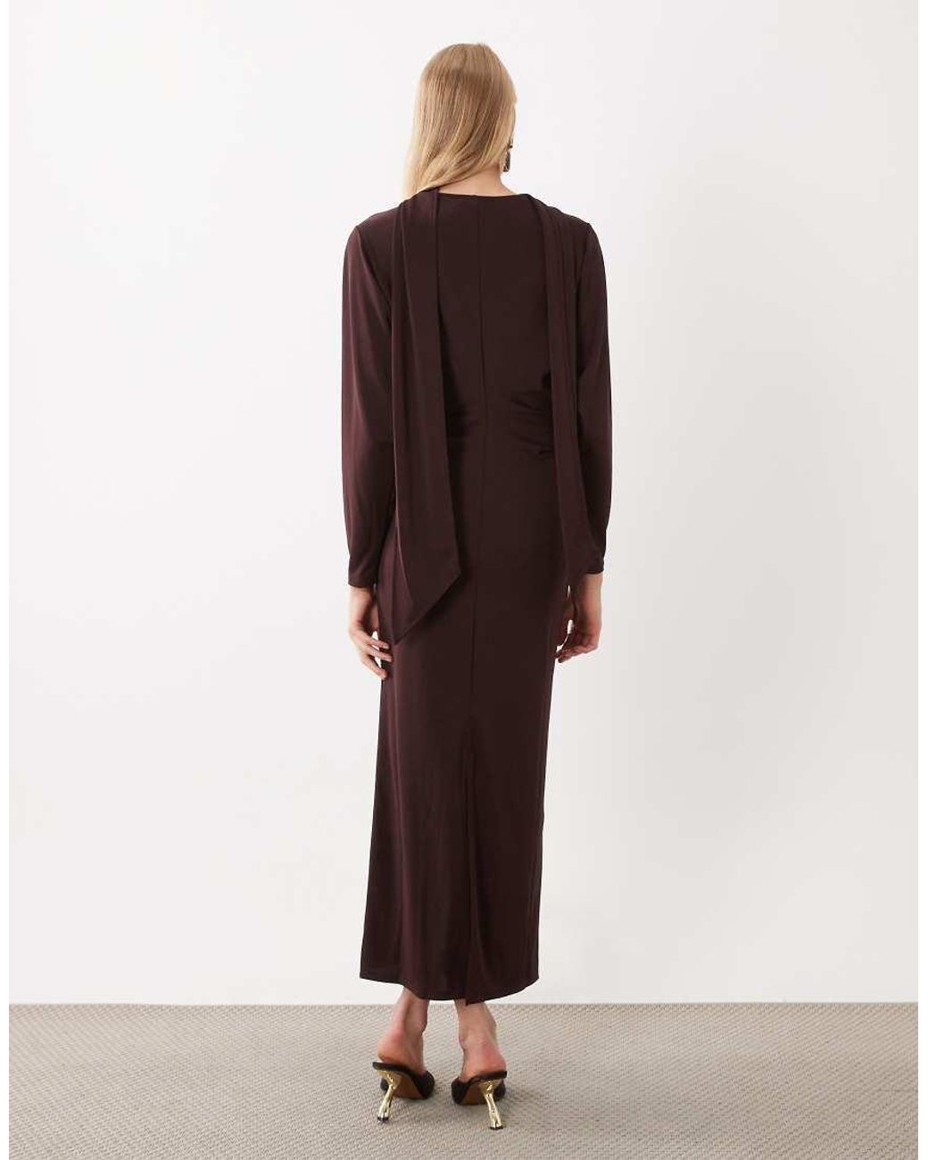 Mango Purple Knitted High Neck Midi Dress