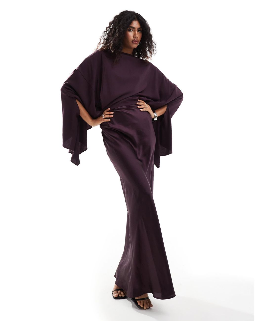 ASOS Chiffon Overlay Satin Bias Maxi Dress in Red | Lyst