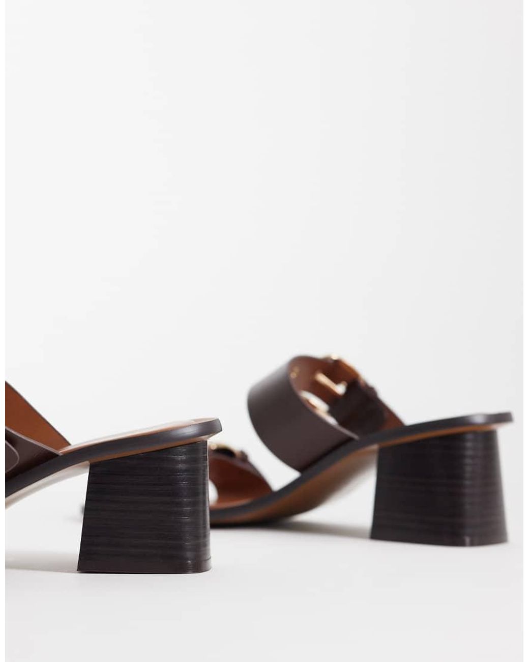 Mango White Buckle Detail Heeled Sandal