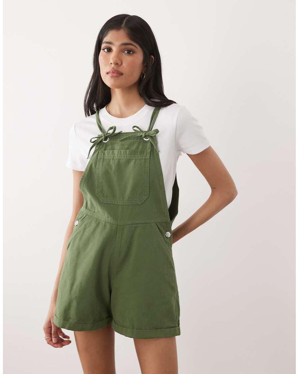 Miss Selfridge Green Dungaree Playsuit