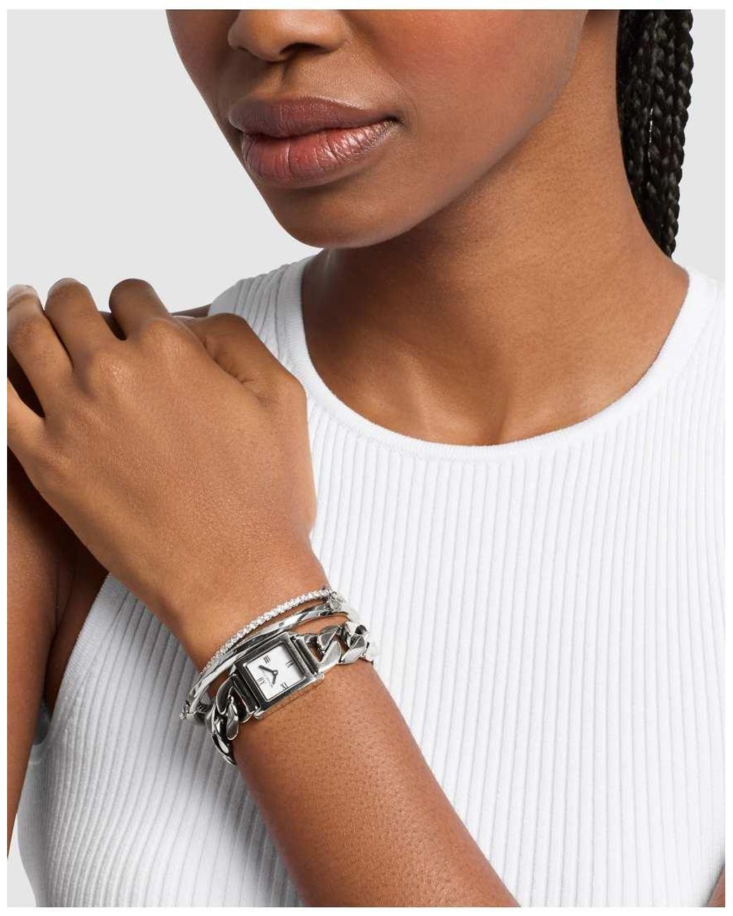 Michael Kors White Georgie Two-Hand Stainless Steel Watch And Bracelet Set