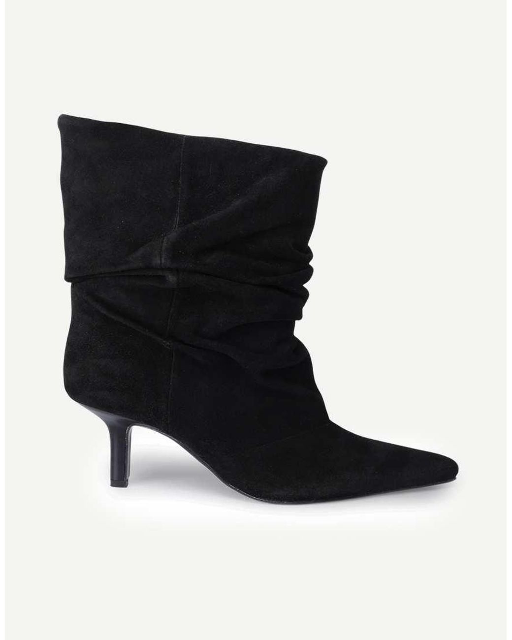 OFF THE HOOK Blue Selene Suede Pointed Toe Heeled Ankle Boots